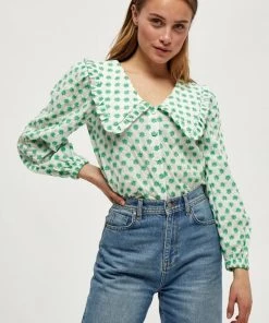 Minus Femme Blouse Green Embroidery