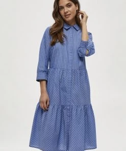 Minus DALINA Robe Chemise Blue Fog St Femme