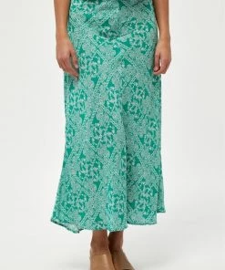 Minus Femme Jupe Longue Ivy Green Patchwork Print