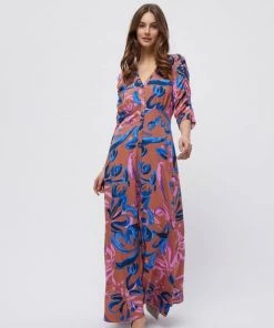 Minus Robe Longue Magenta Flower Print Femme