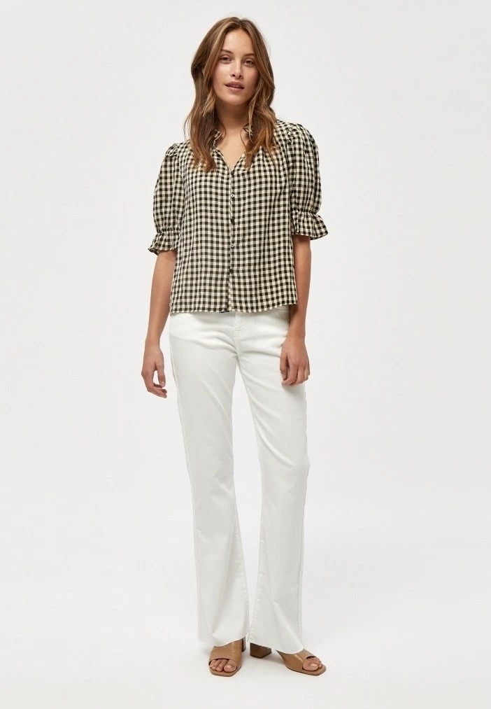 Minus ROKA Chemisier Sand Checked Femme 4 Minus ROKA Chemisier Sand Checked Femme – Image 2