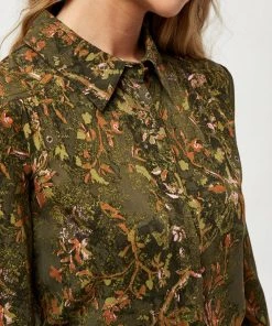 Minus Femme LELA Chemisier Dark Olive Flower Print -SOLDES D'ÉTÉ - Minus Fashion 139ca476017c4529950670495cb29182