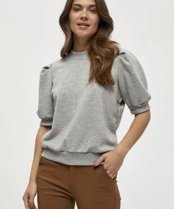 Minus MIKA T Shirt Basique Light Grey Melange Femme