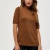 Minus LIMA T Shirt Basique Walnut Brown Lurex Femme -SOLDES D'ÉTÉ - Minus Fashion 1929df8fb736478c8877b02b127157b0