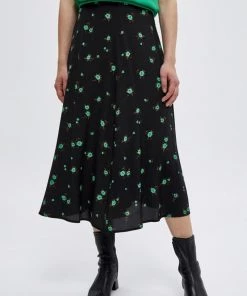Minus Femme Jupe Trapèze Apple Green Flower Print