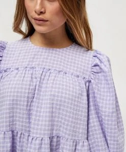 Minus ROWEN Robe De Jour Purple Checked Femme -SOLDES D'ÉTÉ - Minus Fashion 2778bc684cad404b9a62c9fb73689b9d