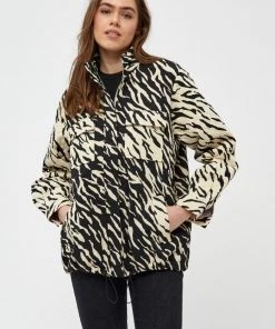 Minus Femme MEGANA Veste Mi Saison Black White Animal Print