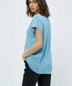 Minus Femme CARLINA T Shirt Basique Pasific Blue Lurex -SOLDES D'ÉTÉ - Minus Fashion 30484a3d3ce04083931d17dd9b28d80c