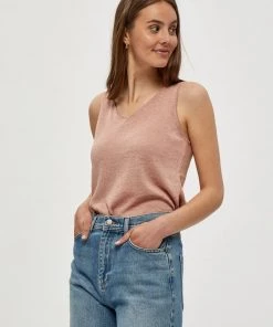 Minus CARLI Débardeur Powder Rose Lurex Femme