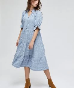 Minus Femme BERGITTA Robe De Jour Dark Powder Blue