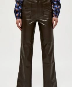 Minus KASTANJA Pantalon Classique Dark Brown Femme