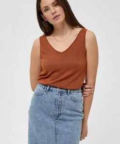 Minus CARLI Débardeur Burned Hazel Lurex Femme
