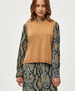 Minus AUGUSTA Veste Sans Manches Almond Melange Femme