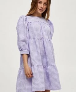 Minus ROWEN Robe De Jour Purple Checked Femme