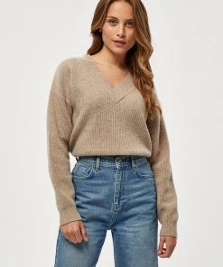 Minus Pullover Sand Melange Femme