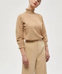 Minus CECELINE Pullover Light Leather Brown Melange Femme