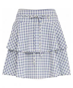 Minus VALIKA Jupe Trapèze Blue Femme -SOLDES D'ÉTÉ - Minus Fashion 3d464ce9ff1a454fb07a7d54c709259f