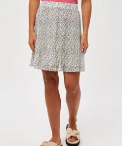 Minus RIKKA Jupe Plissée Frosted Mint Flower Print Femme