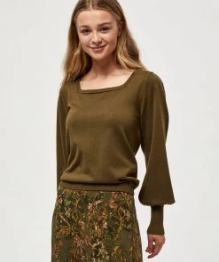 Minus ISRA Pullover Dark Olive Melange Femme