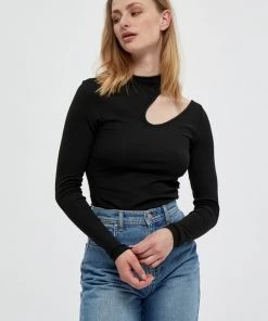 Minus CHRISTA LS TEE T Shirt à Manches Longues Black Femme