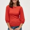 Minus JOHANNA 3/4 SLEEVE Pullover Lipstick Red Femme