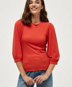 Minus JOHANNA 3/4 SLEEVE Pullover Lipstick Red Femme