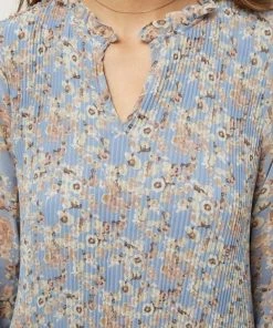 Minus RIKKA Blouse Dusty Blue Flower Print Femme -SOLDES D'ÉTÉ - Minus Fashion 5a0404696c844eef8759495fd819effe