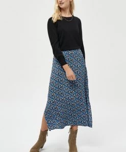 Minus Femme YOLANA Jupe Trapèze Blue Flower Print