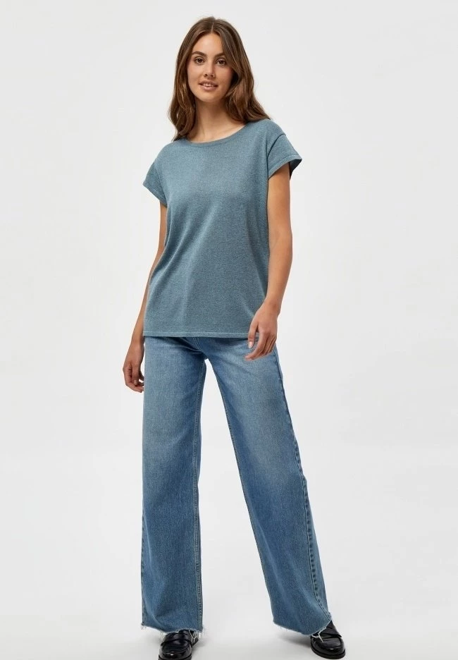 Minus Femme CARLINA T Shirt Basique Blue Zen Lurex 4 Minus Femme CARLINA T Shirt Basique Blue Zen Lurex – Image 2