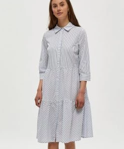 Minus DALINA Robe Chemise Black Iris Striped Femme