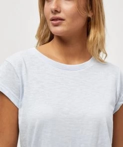 Minus LETI T Shirt Basique Ibiza Blue Femme -SOLDES D'ÉTÉ - Minus Fashion 6c8c0c2524c34fa29d3b7855d21a6ae3