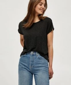 Minus CARLINA T Shirt Basique Black Lurex Femme