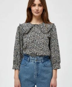 Minus Femme Chemisier Misty Blue Flower Print