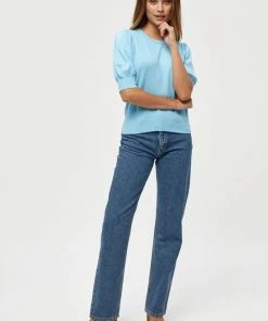 Minus LIVA T Shirt Basique Pasific Blue Melange Femme -SOLDES D'ÉTÉ - Minus Fashion 736f4e8d8fdf46f3b433b7c2865b11bc