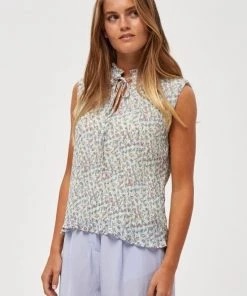 Minus RIKKA Débardeur Frosted Mint Flower Print Femme