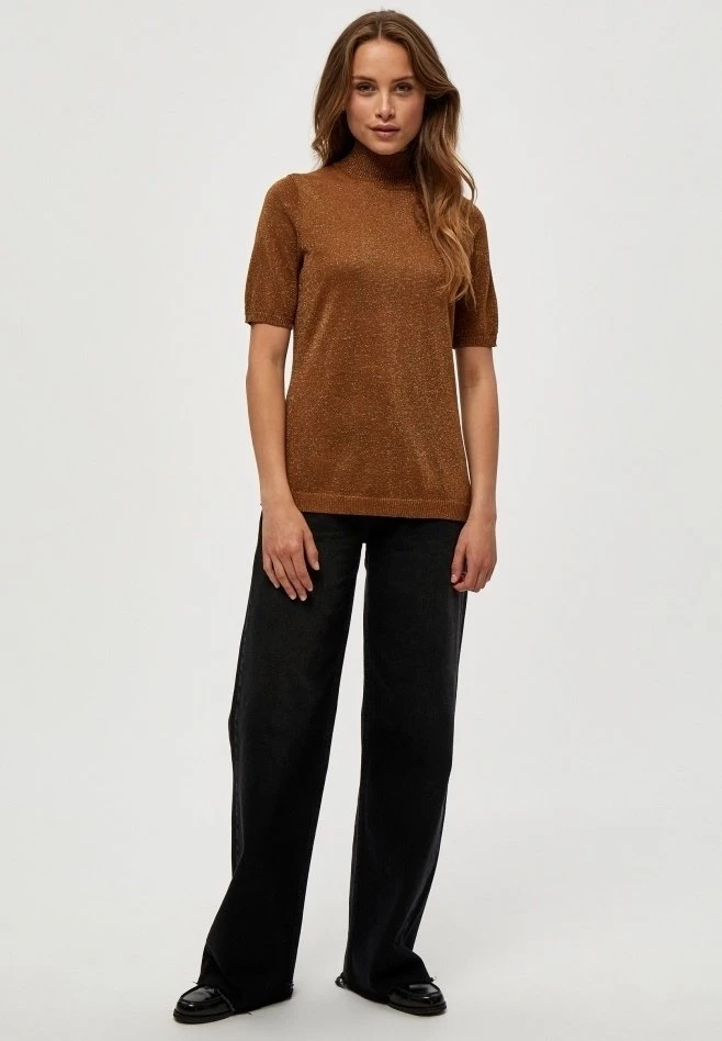 Minus LIMA T Shirt Basique Walnut Brown Lurex Femme 4 Minus LIMA T Shirt Basique Walnut Brown Lurex Femme – Image 2