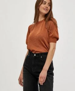 Minus LIVA T Shirt Basique Burned Hazel Lurex Femme