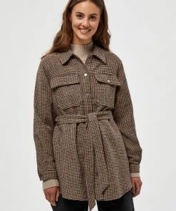 Minus MINJA Trench Rustic Brown Checked Femme