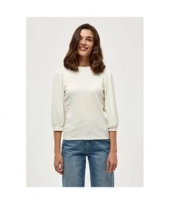 Minus JOHANNA 3/4 SLEEVE Pullover Cloud Dancer Femme