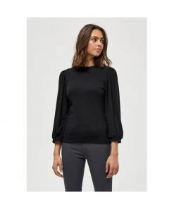 Minus JOHANNA 3/4 SLEEVE Pullover Black Femme