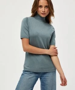 Minus Femme LIMA T Shirt Basique Blue Zen Melange