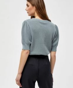 Minus JOSSA T Shirt Basique Misty Blue Femme -SOLDES D'ÉTÉ - Minus Fashion 90ac81687c0b4b11a6067e4daa558237