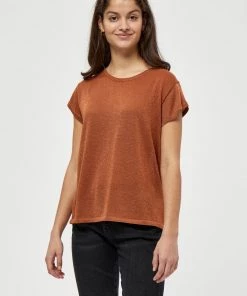 Minus Femme CARLINA T Shirt Basique Burned Hazel Lurex