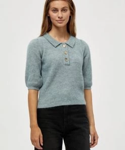 Minus Femme MILLE Polo Misty Blue Melange