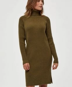 Minus Femme AVA TURTLENECK Robe Pull Dark Olive Melange