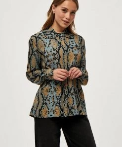 Minus Femme ALYX Chemisier Misty Blue Snake Print