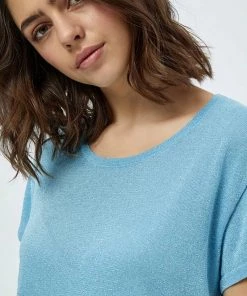Minus Femme CARLINA T Shirt Basique Pasific Blue Lurex -SOLDES D'ÉTÉ - Minus Fashion b4f4132c12304a2883103b802aa3ef54