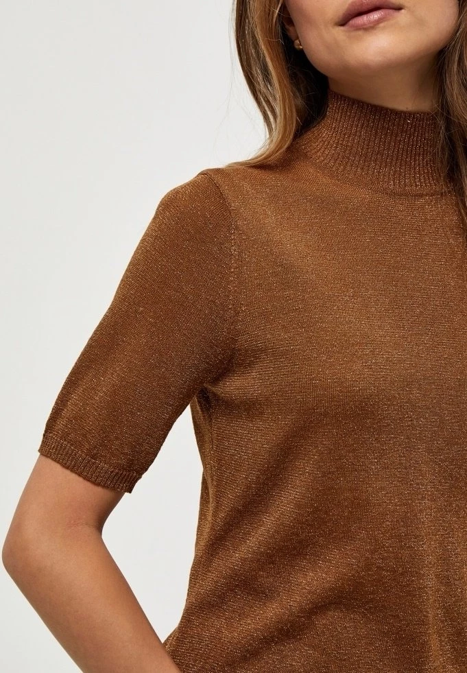 Minus LIMA T Shirt Basique Walnut Brown Lurex Femme 6 Minus LIMA T Shirt Basique Walnut Brown Lurex Femme – Image 4