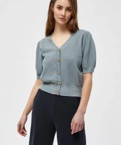 Minus JOSSA Gilet Misty Blue Femme