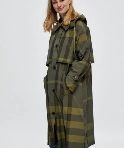 Minus Femme RONJA Trench Green Bay Checks